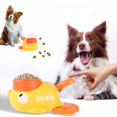 Dog Feeder Pet Bowl Toy Educational Toy Feeder Feeding Habits Bored Pet Duck Cute Safe Washable Snacks 2-in-1 Non-Toxic (Yellow)