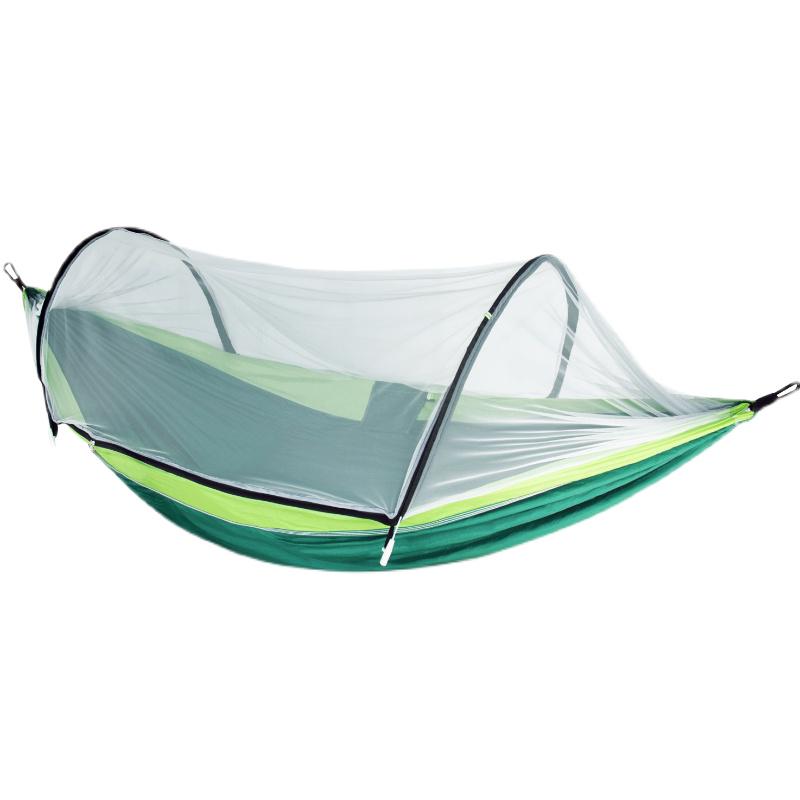 Quick-Open Mosquito-Resistant Hammock with Net, Single/Double Person, Anti-Roll Parachute Cloth for Outdoor Camping Swing