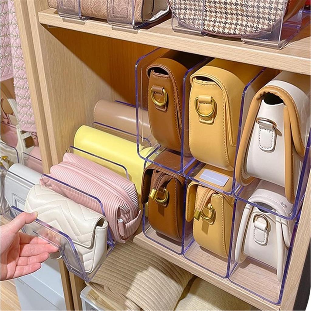2pcs Clear Acrylic Desk File Sorter Purse/Handbag Organizer Clutch Divider Mesh Folder Office Supplies Stand Bookshelf