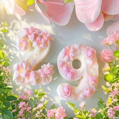 DIY Digital Shape 2 3 7 9 Silicone Candle Mold Lily Peony Rose Flower Number Plaster Molds Arabic Number Resin Decoration Mould