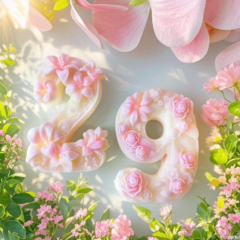 DIY Digital Shape 2 3 7 9 Silicone Candle Mold Lily Peony Rose Flower Number Plaster Molds Arabic Number Resin Decoration Mould