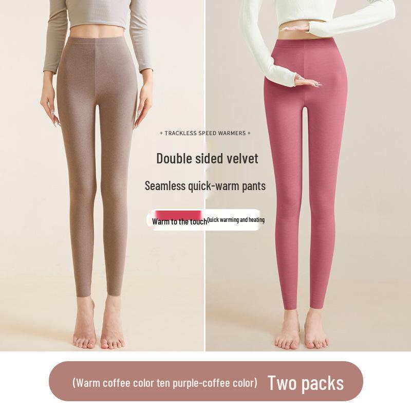 2025 Women's Slimming Seamless Velvet Lined Pants - High Waist, Plus Size Leggings for Warmth In Autumn/Winter