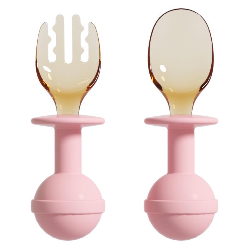 Baby Silicone Spoon Set: Training Tableware with Stainless Steel Digging Spoon for Kids.