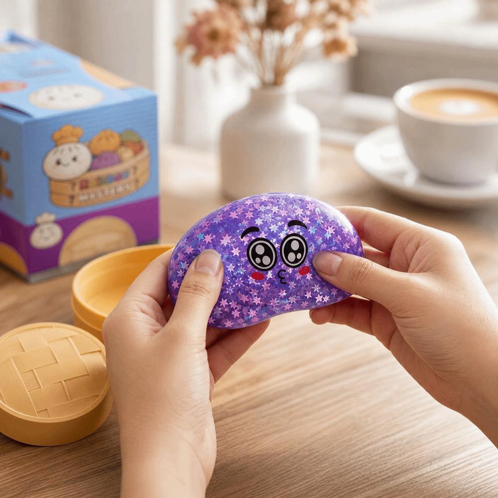 with Steamer Steamed Stuffed Bun Squeeze Pinch Le Glitter Squeeze Toy Home Decoration