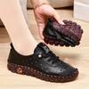 Frühling und Herbst handgenähte Einzel-Schuhe große Größe Damenschuhe mittlere Mutter-Schuhe kleine weiße Schuhe flache Freizeitschuhe