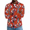Men's Casual Long Sleeve Shirt with Christmas Print for Holiday Party and Fall