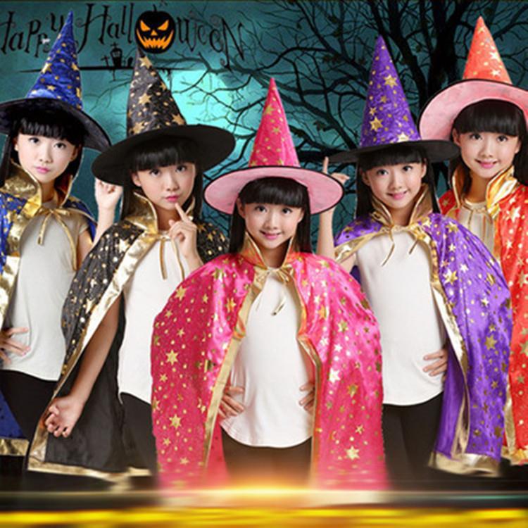 Pentagramm Halloween Umhang & Hut Set für Kinder und Erwachsene - Maskenball Kostüm und Cosplay Requisite
