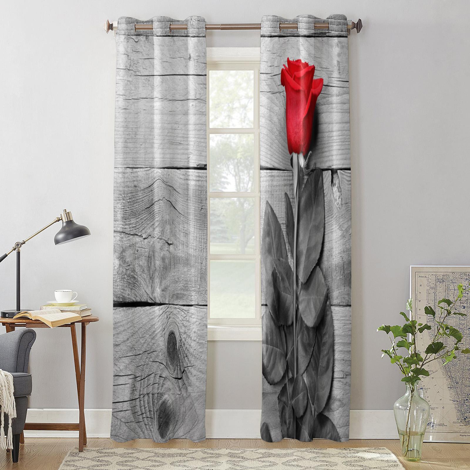 Роза Цветок Деревянная Доска Современные Шторы Для Окна Гостиной Спальни Шторы Жалюзи — фото 5