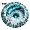 Soft Crystal Velvet Mat 3D Optical Illusion Round Christmas Rug, Cute Santa Claus Floor Mat, Holiday Area Carpet Vivid Printed Circular for