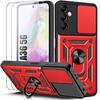 Protective Case - Samsung - Galaxy A36 - Red - Shockproof - Sliding Camera Holder