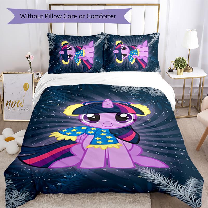Twilight Sparkle 3pcs Bedding Set Duvet Cover Closure Includes 1 Duvet Cover & 2 Pillowcases for All Seasons Bedroom Home Dorm Decor