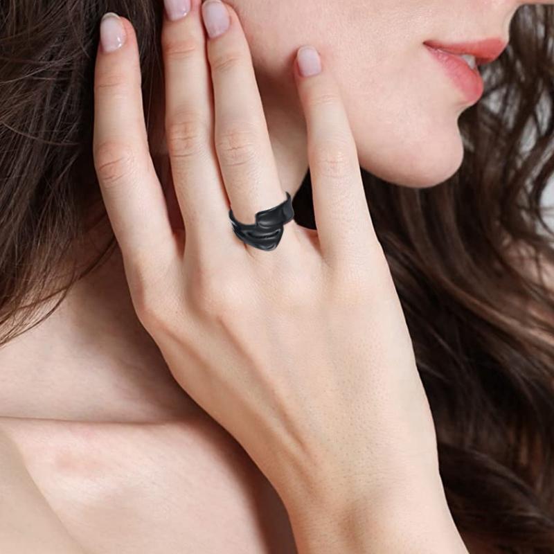New Popular Jewelry In Europe and America, Water Ripple Titanium Steel Women's Ring with Adjustable Opening
