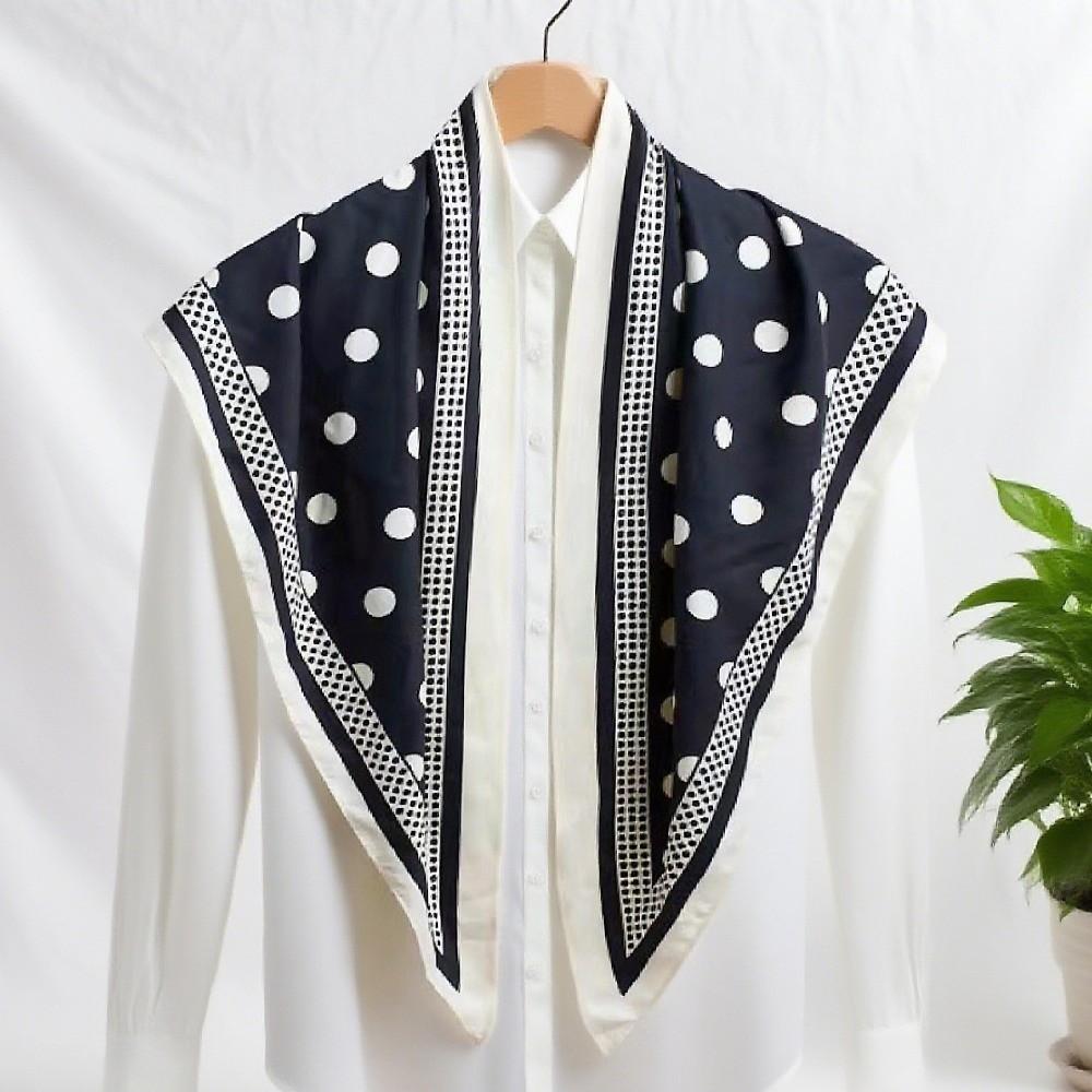 Thin Imitation Silk Scarf Polyester Waist Tying Scarf Vintage Polka Dot Triangle Scarf Club