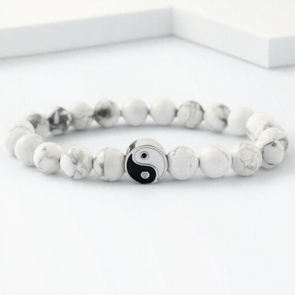 New Distance Classic Natural Stone White Black Yin Yang Beaded Bracelet for Men Women Best Friend Gift