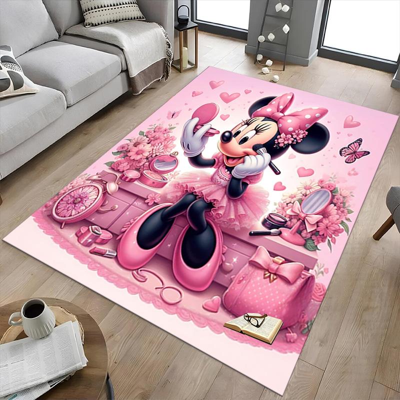 Pink Minnie Mouse Fantasy Carpet For Playroom Bedroom Living Room Sofa Home Decorkids Game Area Rug Nonslip Floor Mat