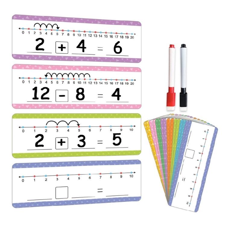 Education Math Operations Practice Cards Erasable Addition Subtraction Teaching Flashcards for  Preschool And Homeschool 1