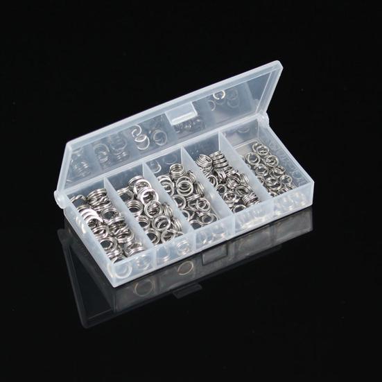 200Pcs Stainless Steel Fishing Split Rings Bait Lure Solid Loop Tackle Tool Kit