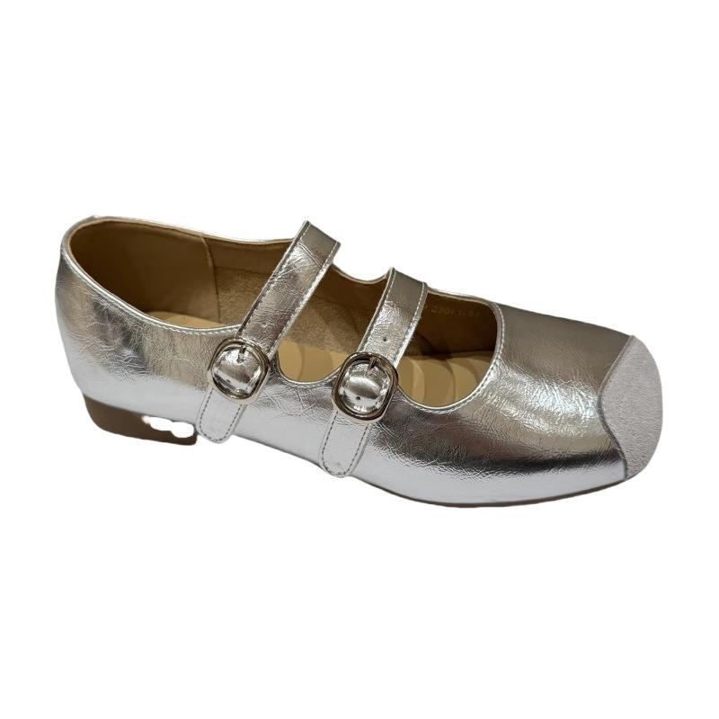 Flat bottom versatile word with ballet single shoes women's new summer retro square head Mary Jane small leather shoes