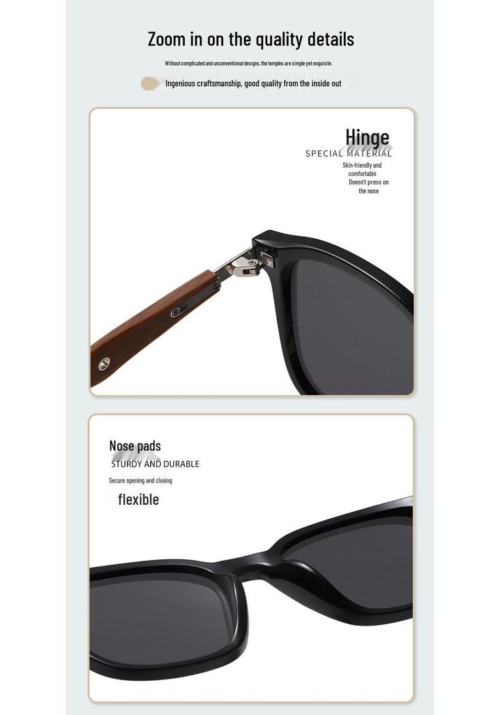 Retro Wood Grain Polarized Sunglasses with UV Protection