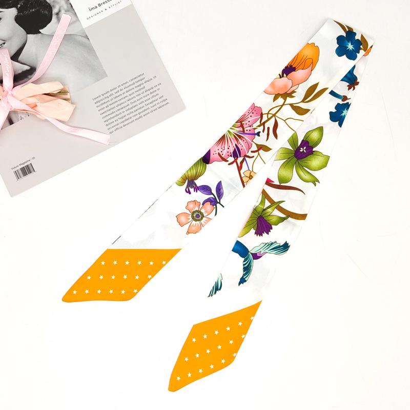 Classic New Long Small Silk Scarf, Decorative Slender Tied Bag Silk Scarf Small Ribbon Scarf Small Streamer Women's Scarf