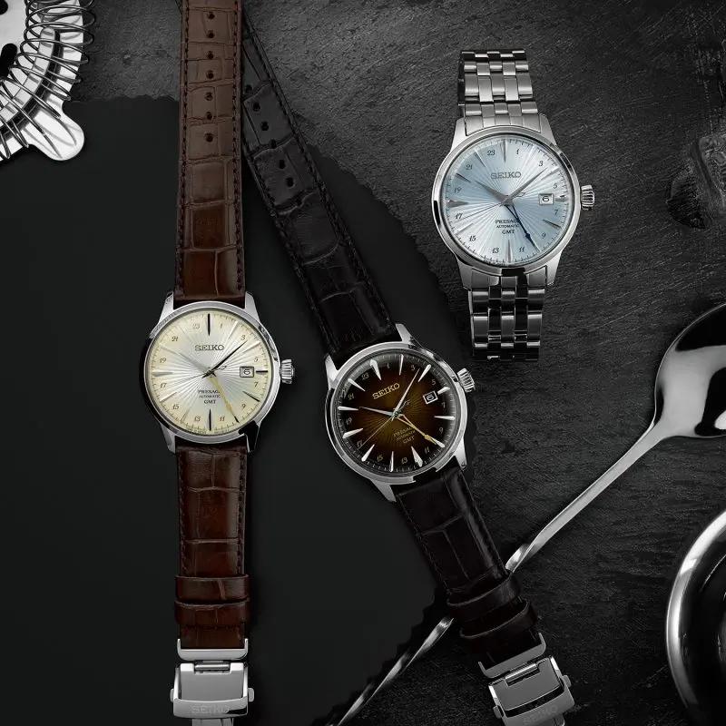 SEIKO Automatic/Manual Mechanical Movement Cow Leather Strap Watch 40.5mm Men's Watches Silver Dial SSK041J1