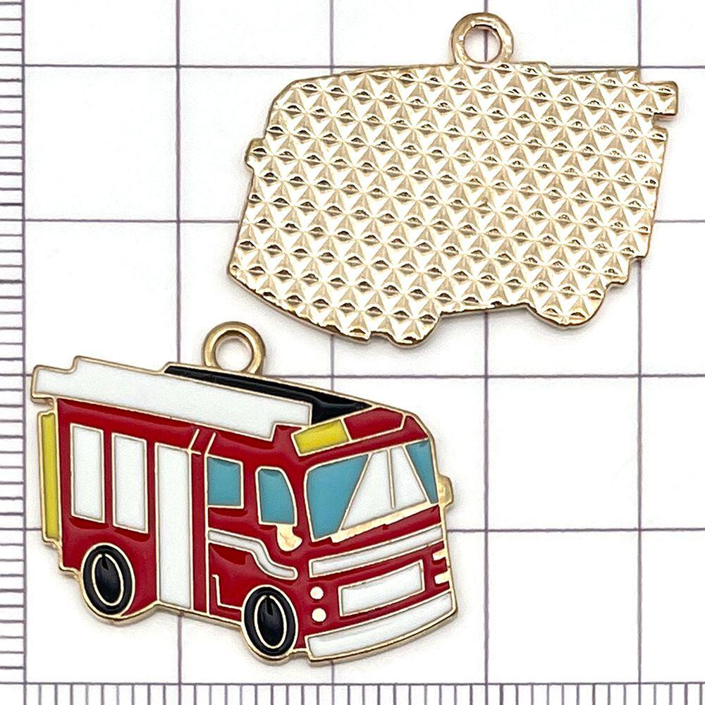 10-Color Enamel Fire Truck & Flame Pendant Charms for DIY Jewelry