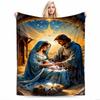 Nativity Scene with Holy FamilyFlannel Blanket for Bedroom, Living Room, Sofa, and Nap