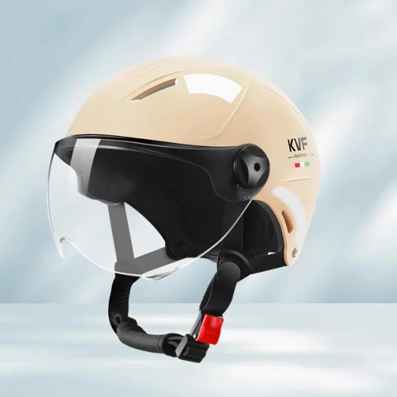 

2025 Motorcycle Helmet Unisex All-Season E-Bike Helmet Half Coverage with 3C Certification & HD Visor for Summer Riding