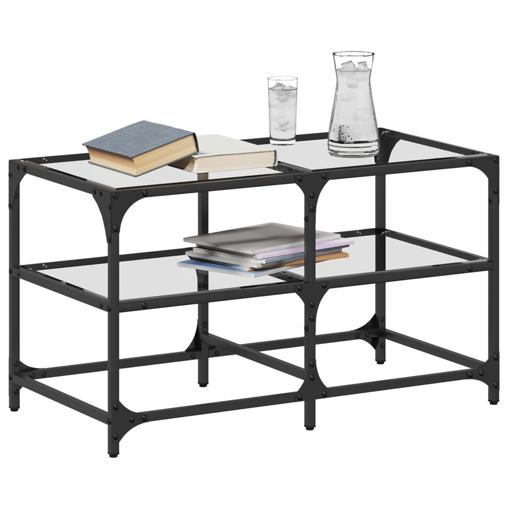 Glass Top Coffee Table Transparent 78.5 x 40 x 45 cm Steel