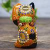Kutani ware dancing lucky cat with gold coin N-024F