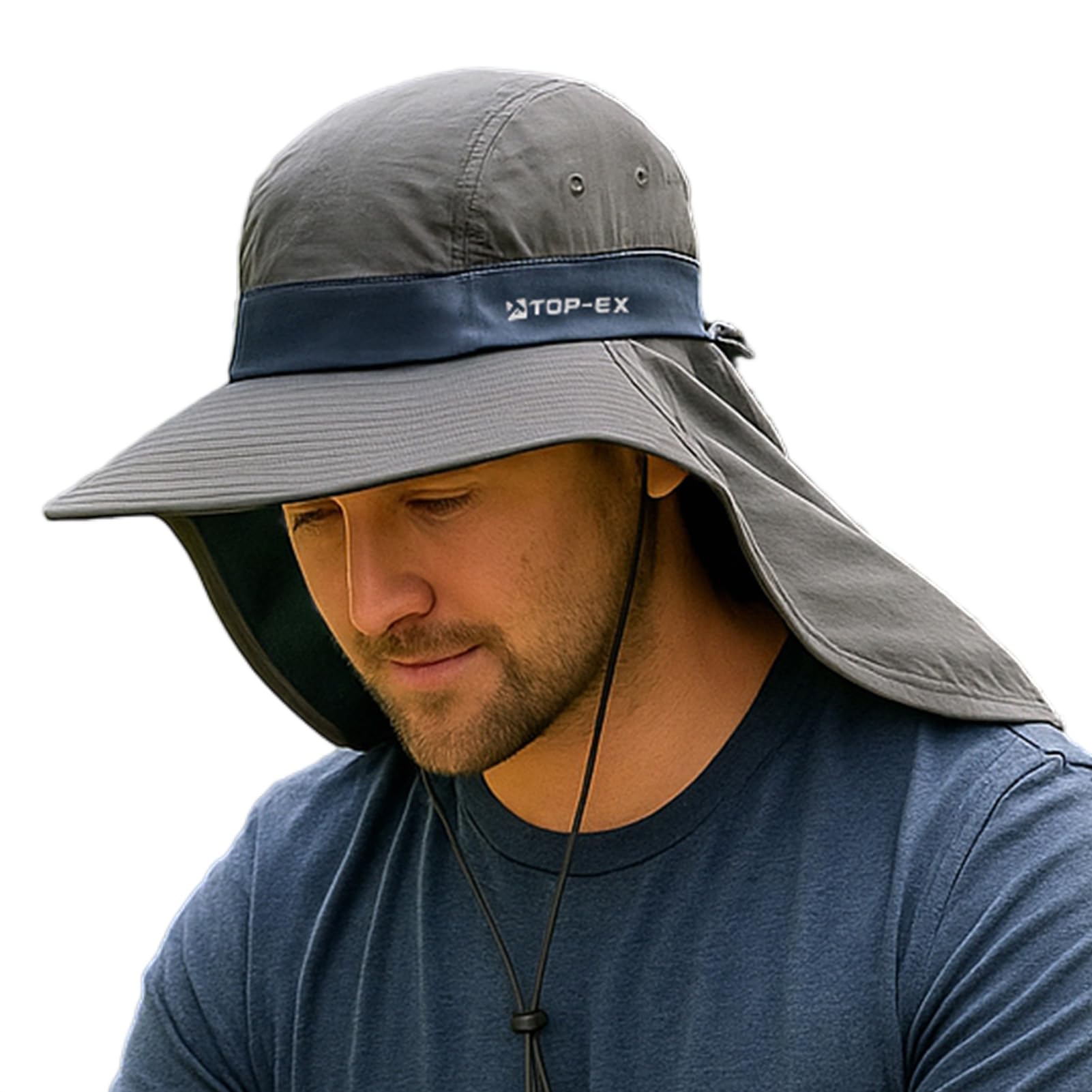 

Cooling Sun Hat with Neck Safari Wide Fits Large Fishing [TOP-EX] Flap, UPF50+, Hat, Foldable, Brim, Heads, Hiking, (Dark Gray, M/L Size)