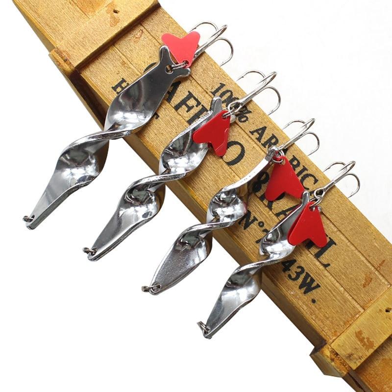 Fishing Lure Spinner Trolling Spinning Spirals Long Cast Spoons Screw Rotation Jigbait Saltwater Trebles Hook Lures