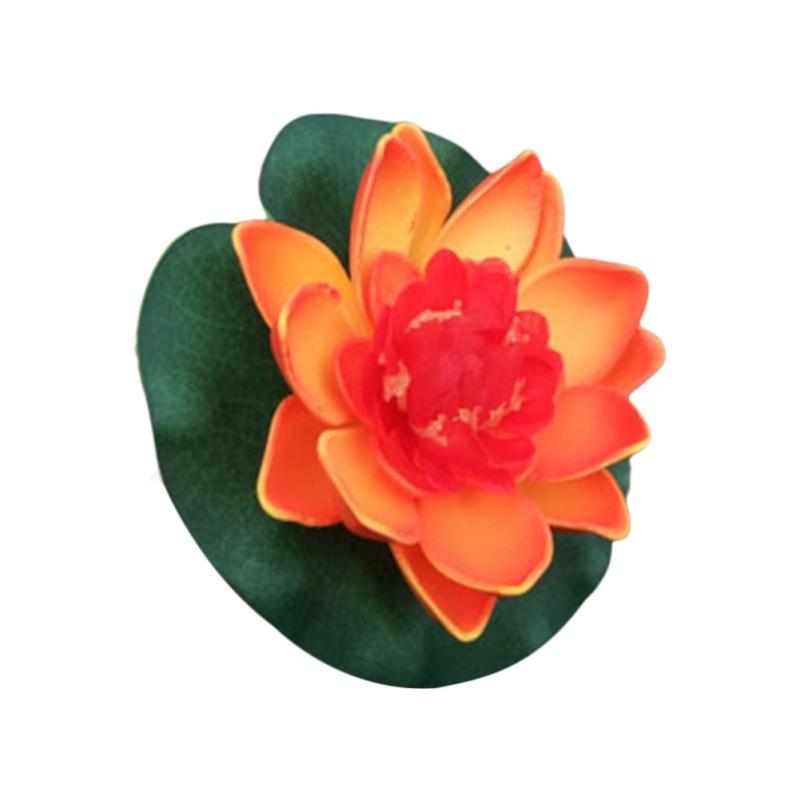 Artificial Floating Foam Lotus with Water Lily Pad Flower Lifelike Floral Ornanment for Home Garden Pond Decor Assorted Colors