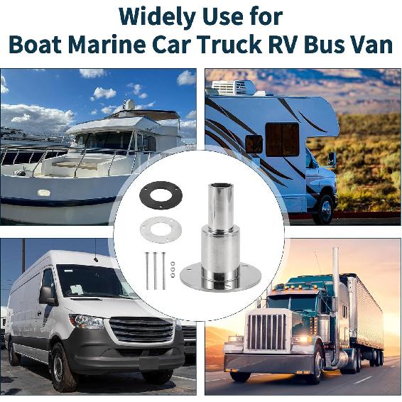 Thru Hull Exhaust Skin Fitting Straight Outlet Exhaust Tube Pipe Socket Hardware Kit Exhaust Fitting Gasket Screw 1 Set 0.94" OD Stainless Steel