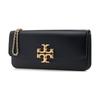 Eleanor Gold Double T Logo Chain Shoulder Strap with Flap Closure, Cow Leather, Baguette Bag, Handbag, Shoulder Bag, Women's 148608-001