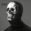 Elastic Dustproof Sports Hood Skull Print Halloween Balaclava, Breathable Mesh Full Face Mask with Impactful Visual Cosplay Gear 3D Print, UV