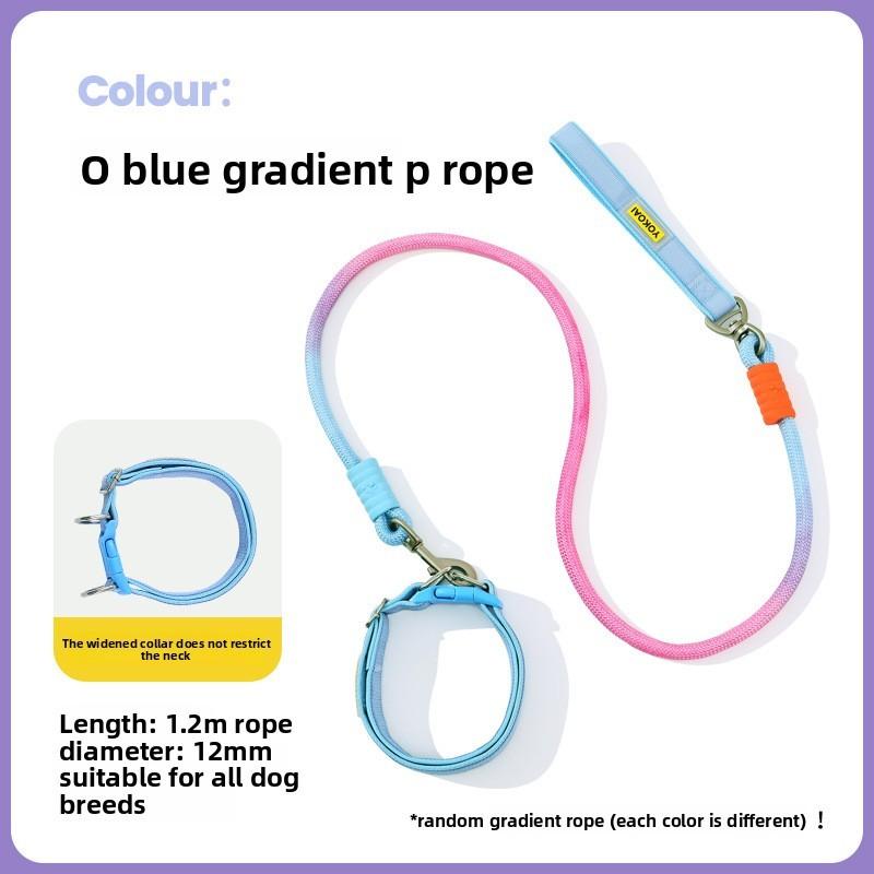 Dog Traction Rope Collar 2 In 1 Design With Nonrestrictive Wide Nylon And Silicone For Daily Use
