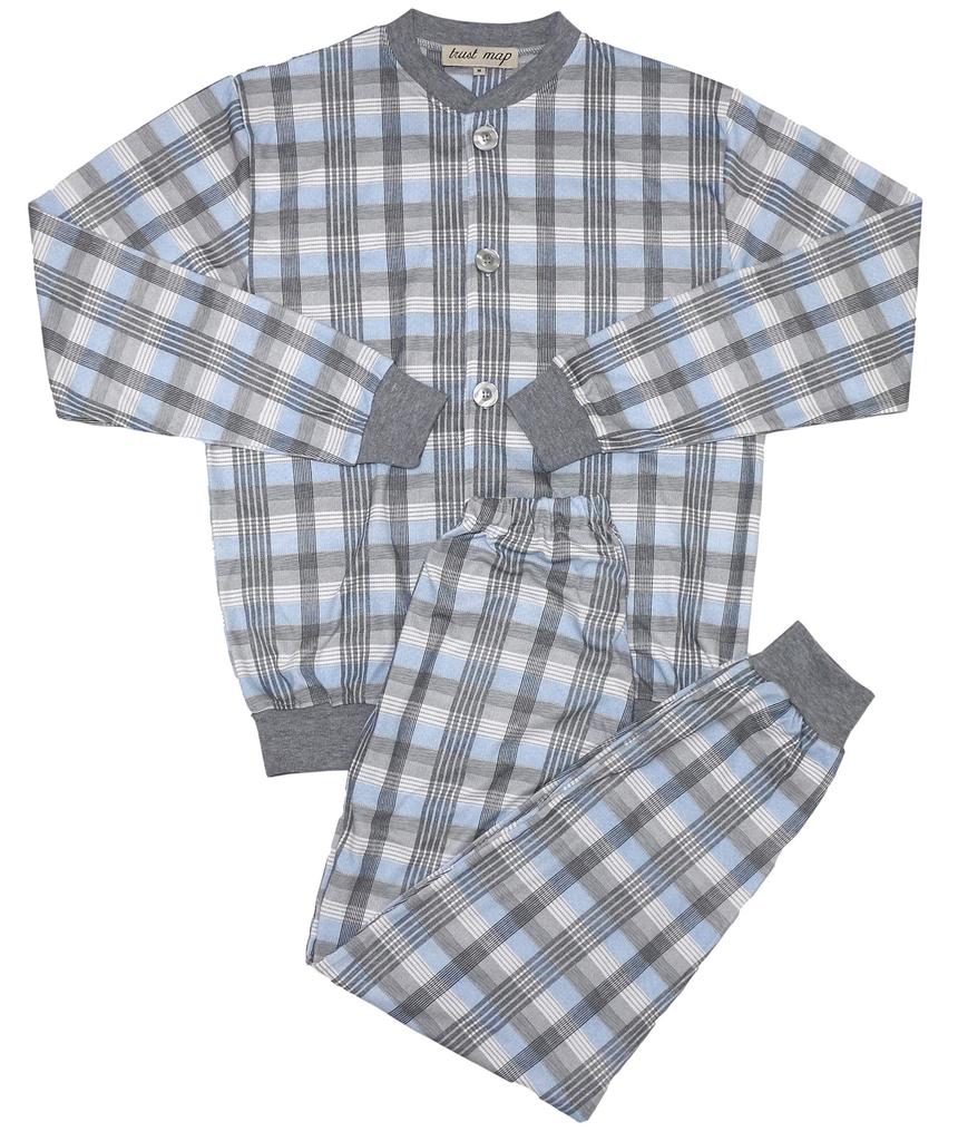 Trust Map Pajamas for Seniors Soft Ribbed Adjustable Color and Pattern Men's Year-Round [Large Buttons, Design, Waist, Available] (M)