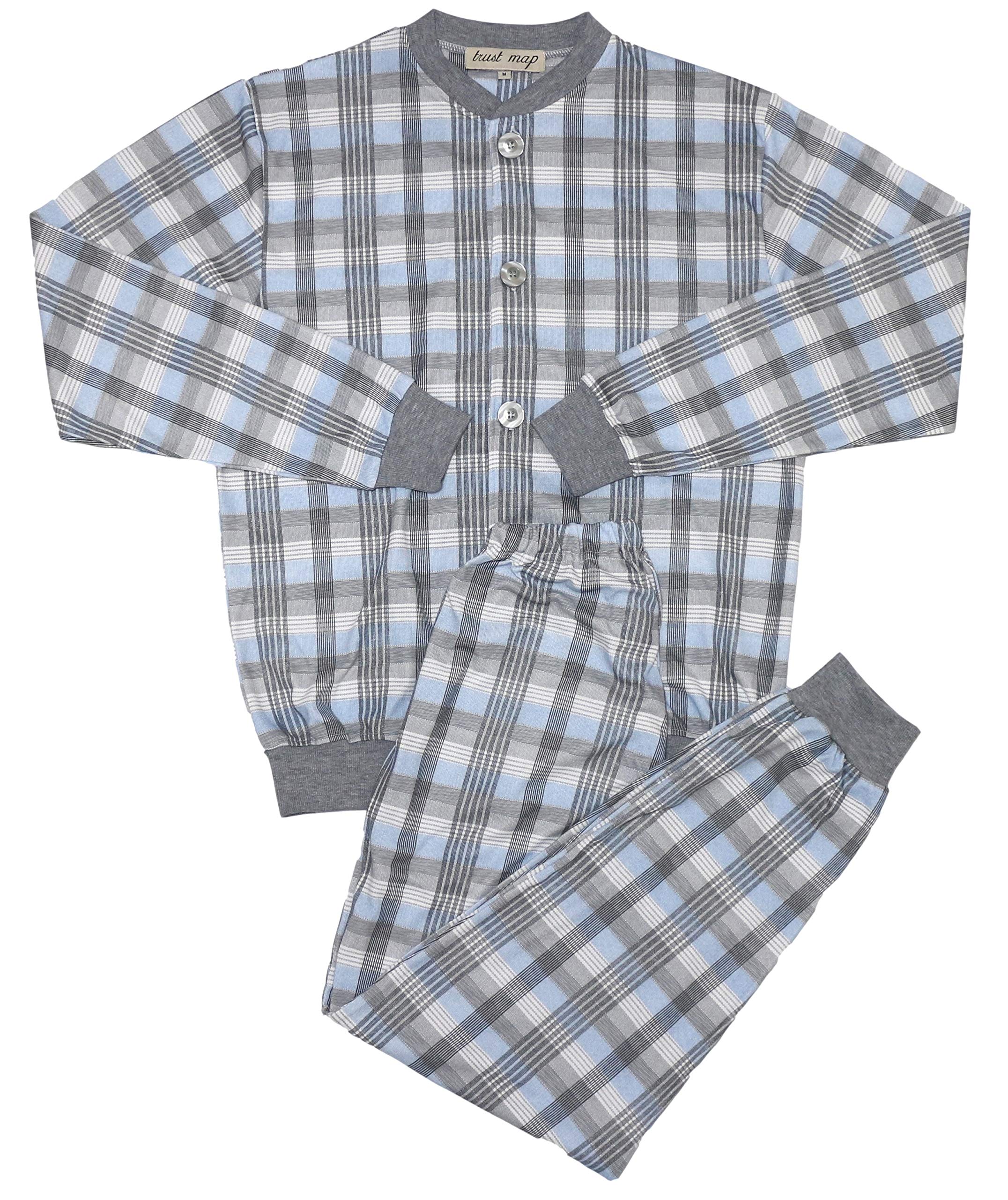 

Пижама Trust Map для пожилых людей Мягкая рубчатая регулируемая цвет и рисунок мужская круглогодичная [Большие пуговицы, Дизайн, Талия, В наличии] (M) серый