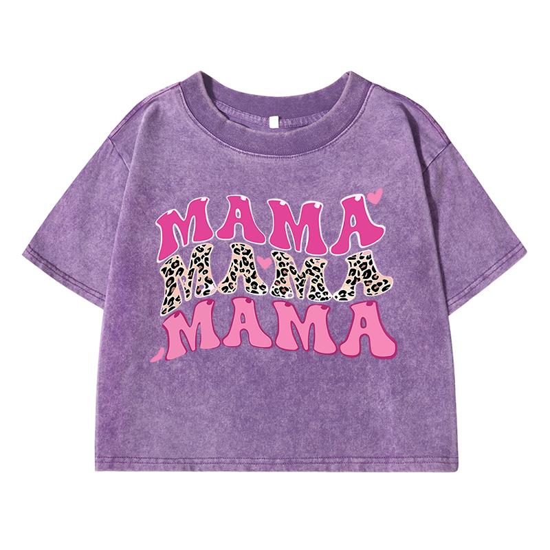 

Мама Забавная надпись Женская стираная короткая футболка Дышащая футболка с открытым животом Уличные топы с потертостями XL