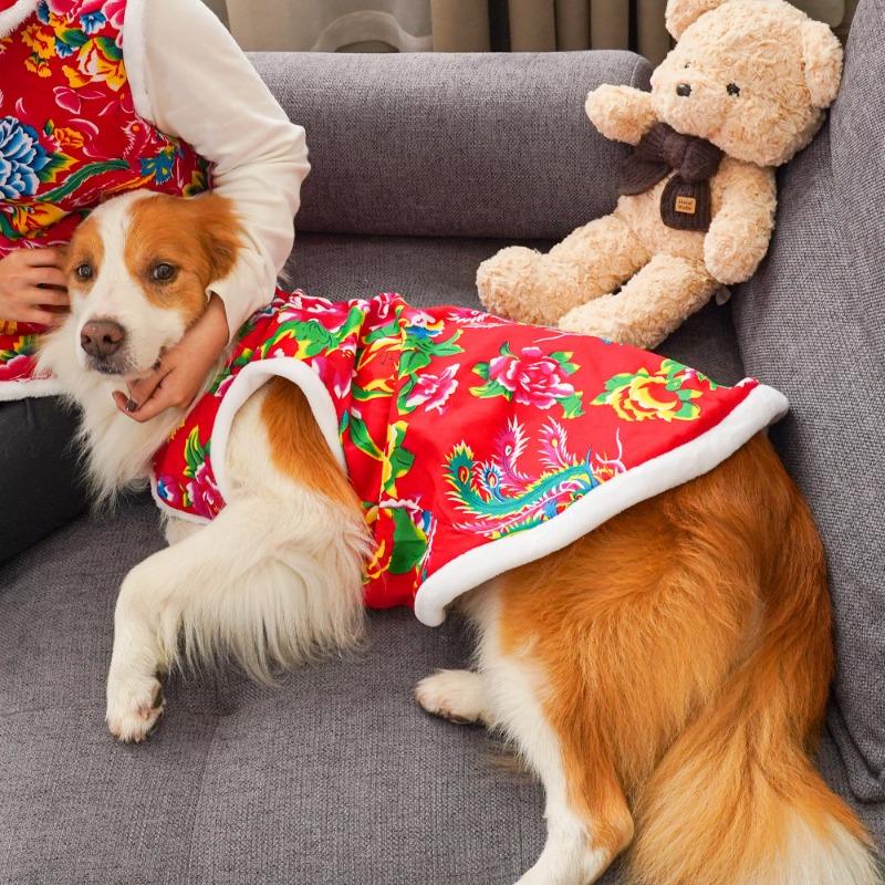 Big Flowered Jackets, New Year Gowns, Small, Medium and Large Dogs, Pet Dogs, Cats, French Bulldogs, Clothing and Supplies, Cat Clothing