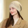New Women Rabbit Fur Gradient Winter Hat Fashion Decorate Beanie Hat Warm Winter Cap for Female Casual Streetwear Knitted Hat