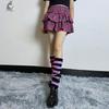 Women's Black & White Striped Knee-High Lolita Socks for Autumn & Winter - Cute Japanese-Style Mid-Calf Leg Warmers