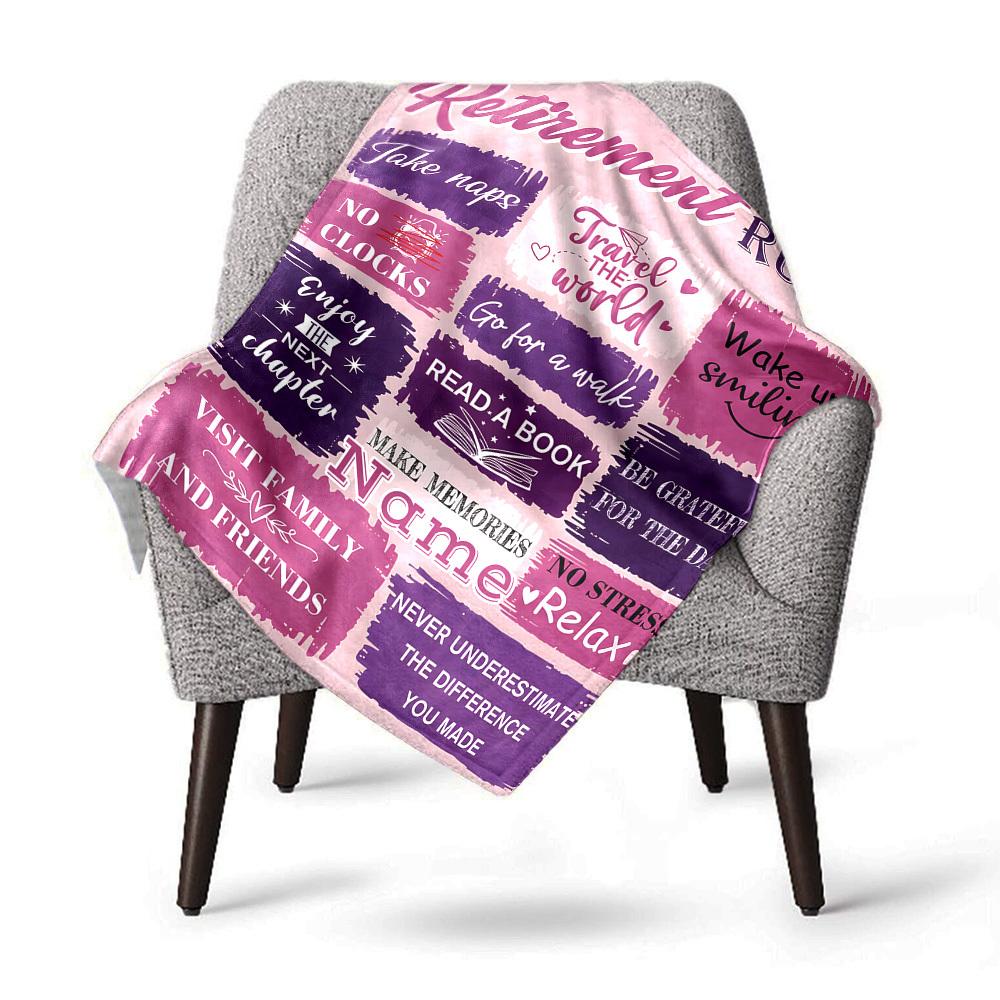 Retirement Rules Home Customize Your Name Blankets Comfortable Soft Lightweight Allseason Multipurpose Blanket For Picnics Sofas Offices Beds Living