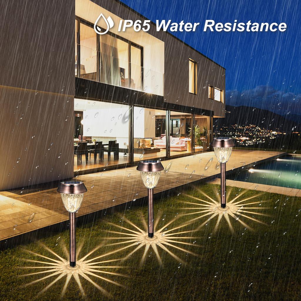 4 PCS Solar Powered Energy LEDs Lawn Light Spike Lamp Sensitive Light Control/ IP44 Water