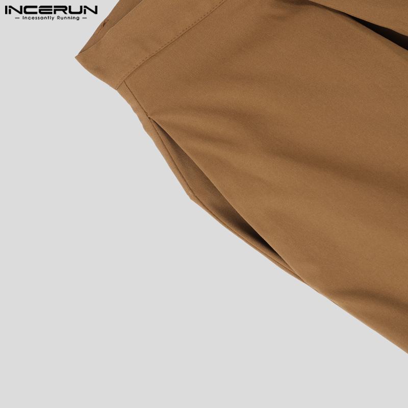 INCERUN Men Outfits Long Sleeve Cropped Tops and Long Pants Casual Party Sets