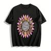 Leopardenmuster Glitzer Sonnenblume Grafik Lässiges T-Shirt Reines Baumwoll-T-Shirt