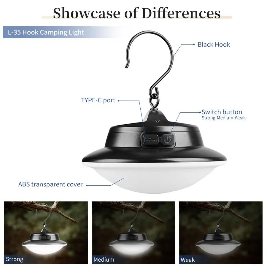 LED Camping Light USB Rechargeable Portable Tent Lantern Outdoor Camping BBQ Tents Hanging Lantern Work Maintenance LED Lighting