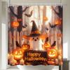 Pumpkin Shower Curtain, Halloween Christmas Holiday Decoration, Autumn And Winter Home Decoration, Washable
