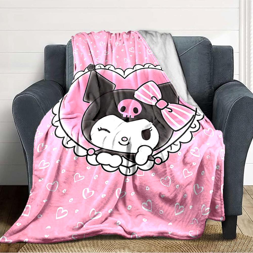 1pc Sanrio Kuromi6 Blanket, Gift, for Men and Women, Soft Blanket, Good for Sofa Bed Couch Travel, Lightweight Flannel Blanket